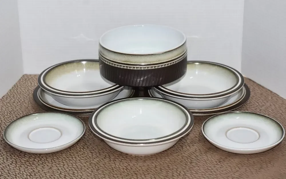 8pc DENBY RONDO Stoneware Studio Pottery Bowls Plates DISCONTINUED Dinnerware
